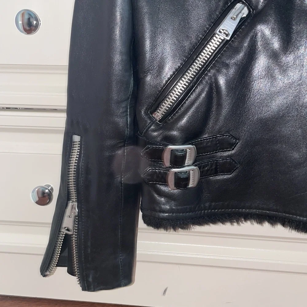 All Saints leather/fur jacket - Picture 2 of 7